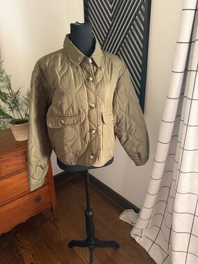 Be Mine Olive Quilted Button-Front Jacket large